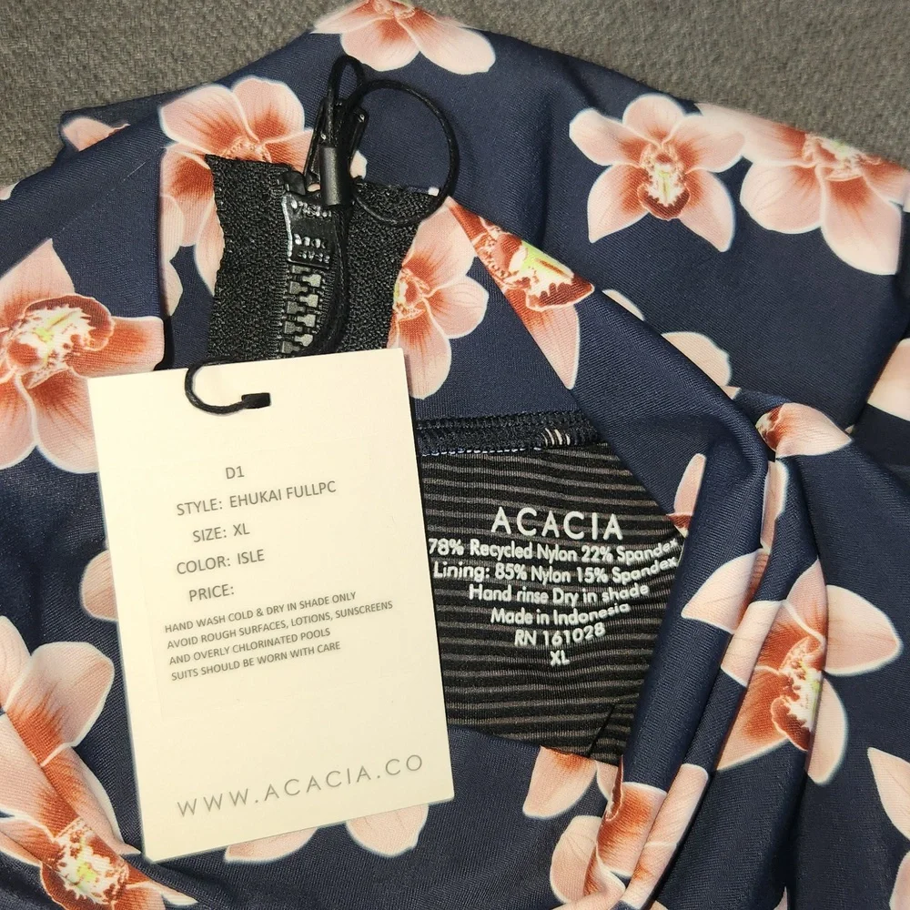 New acacia swimwear ehukai isle piped rashguard fullpiece surfsuit XL orchid nwt - Picture 13 of 16